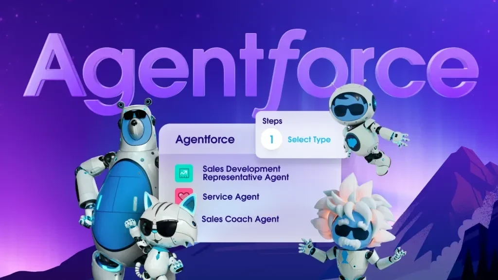Agentforce artwork featuring Salesforce characters